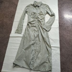 Sim & Sam long button down dress/over coat, pale green, xs